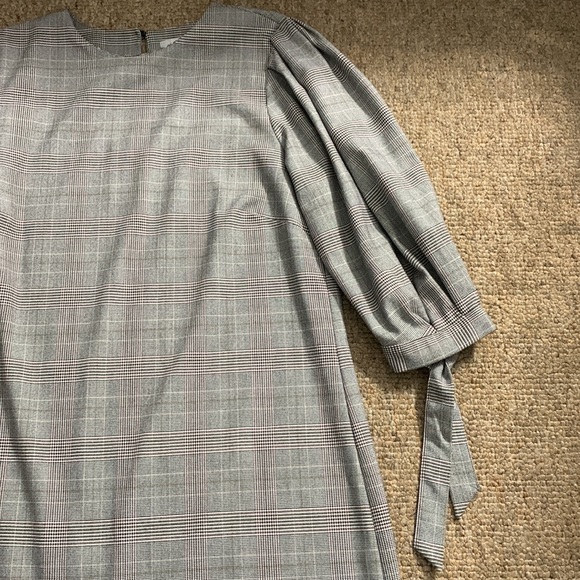 H&M Plaid Gingham Picnic Mini Dress Balloon Sleeve Size 10 - Picture 2 of 7